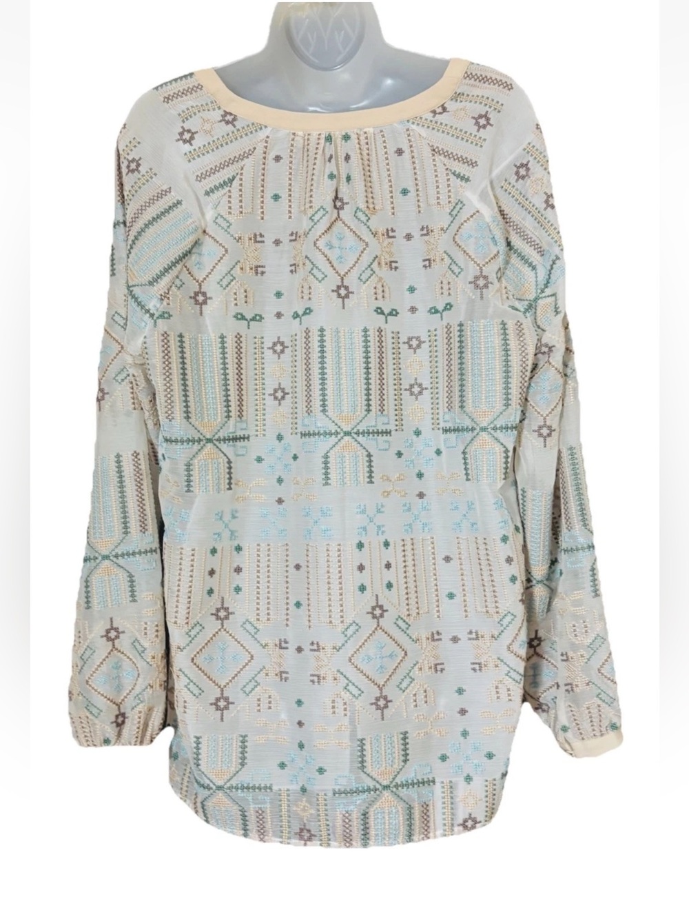 Soft Surroundings Womens Size M Top Sanibella Embroidered Semi Sheer *NO CAMI - Picture 3 of 12